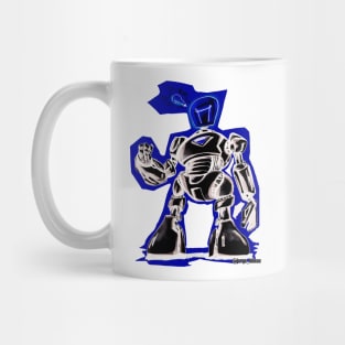 blue lightbulb robot Mug